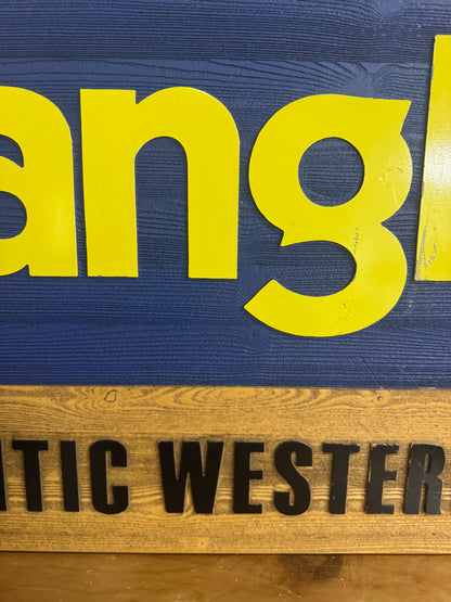 Vintage Wrangler Dealer Sign – “The Authentic Western Jeans” Advertising Display – 42 × 92.5 cm