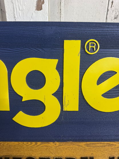 Vintage Wrangler Dealer Sign – “The Authentic Western Jeans” Advertising Display – 42 × 92.5 cm