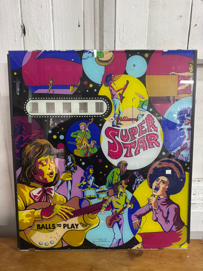 Vintage Super Star Backglass – Original Williams Electronics Pinball Art – 58 × 65 cm