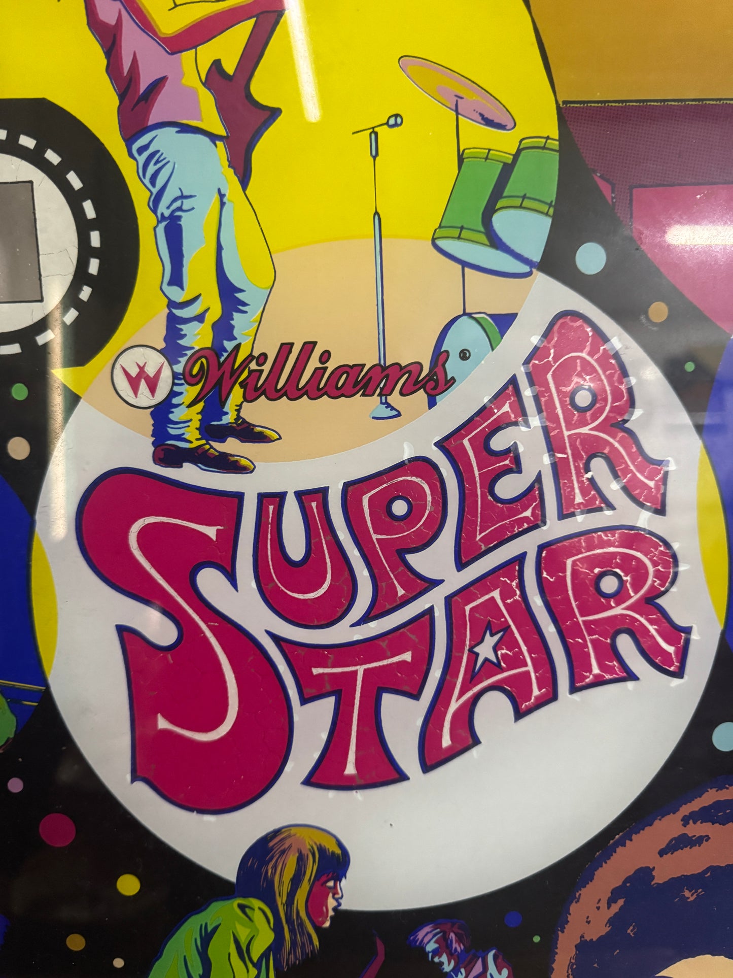 Vintage Super Star Backglass – Original Williams Electronics Pinball Art – 58 × 65 cm