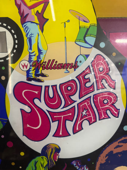Vintage Super Star Backglass – Original Williams Electronics Pinball Art – 58 × 65 cm