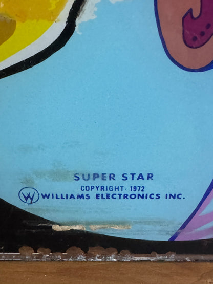 Vintage Super Star Backglass – Original Williams Electronics Pinball Art – 58 × 65 cm