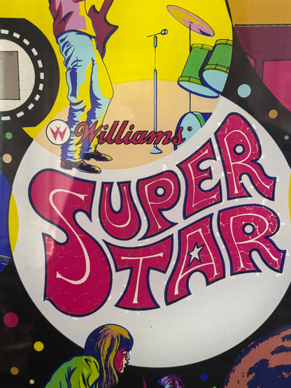 Vintage Super Star Backglass – Original Williams Electronics Pinball Art – 58 × 65 cm