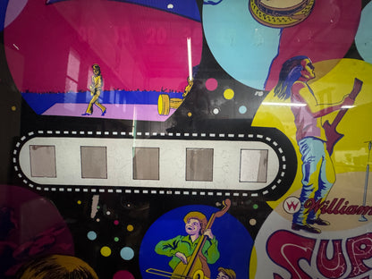 Vintage Super Star Backglass – Original Williams Electronics Pinball Art – 58 × 65 cm