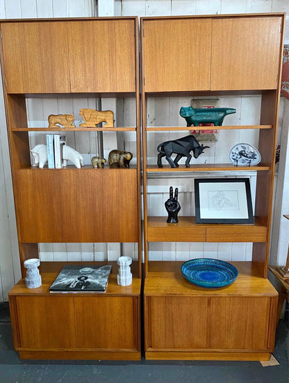 Pair of Vintage G-Plan Teak Display Cabinets – Mid Century Modern Modular Bookcase & Drinks Cabinet 1960s