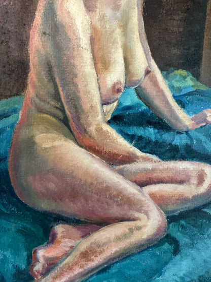 Original Mid-Century Modern Nude Study by A. Allen (1964) – Oil on Linen Canvas