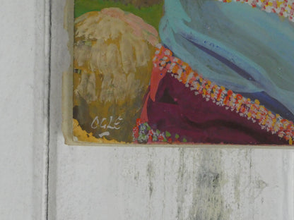 Zulu Bride – Vibrant 1950s Oil Painting on Board by Olge