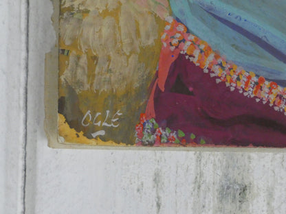 Zulu Bride – Vibrant 1950s Oil Painting on Board by Olge