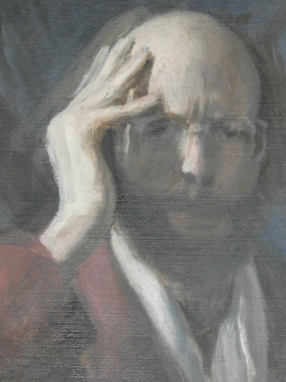 “Man in Deep Thought” – Oil on Board, Framed By George Weissbärt