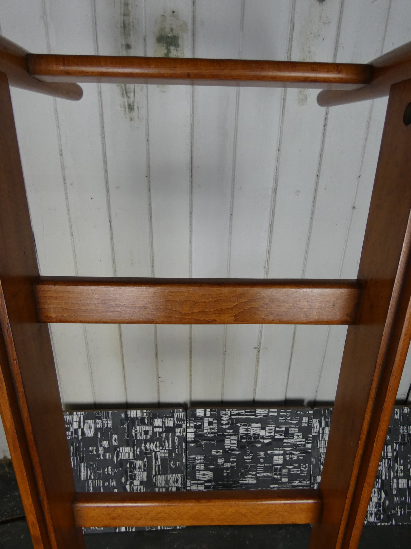 Mid-Century Teak Coffee Table / Bench with Jacqueline Groag Cityscape Design – Reupholstered Seat Pads