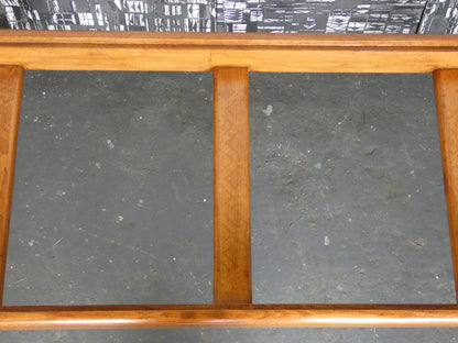 Mid-Century Teak Coffee Table / Bench with Jacqueline Groag Cityscape Design – Reupholstered Seat Pads