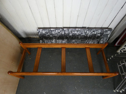 Mid-Century Teak Coffee Table / Bench with Jacqueline Groag Cityscape Design – Reupholstered Seat Pads