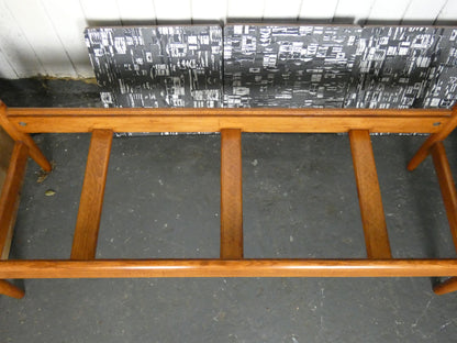 Mid-Century Teak Coffee Table / Bench with Jacqueline Groag Cityscape Design – Reupholstered Seat Pads