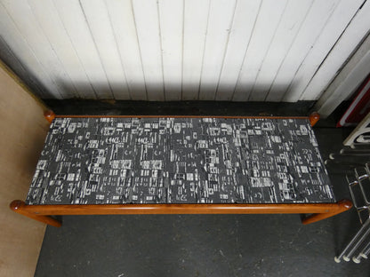 Mid-Century Teak Coffee Table / Bench with Jacqueline Groag Cityscape Design – Reupholstered Seat Pads