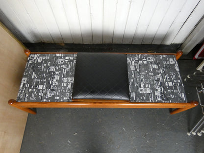 Mid-Century Teak Coffee Table / Bench with Jacqueline Groag Cityscape Design – Reupholstered Seat Pads