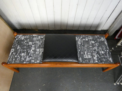 Mid-Century Teak Coffee Table / Bench with Jacqueline Groag Cityscape Design – Reupholstered Seat Pads