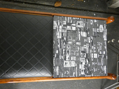 Mid-Century Teak Coffee Table / Bench with Jacqueline Groag Cityscape Design – Reupholstered Seat Pads