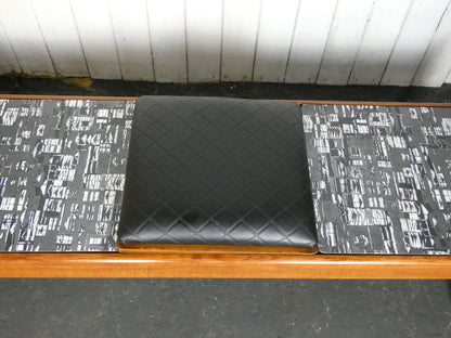 Mid-Century Teak Coffee Table / Bench with Jacqueline Groag Cityscape Design – Reupholstered Seat Pads