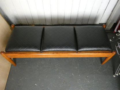 Mid-Century Teak Coffee Table / Bench with Jacqueline Groag Cityscape Design – Reupholstered Seat Pads