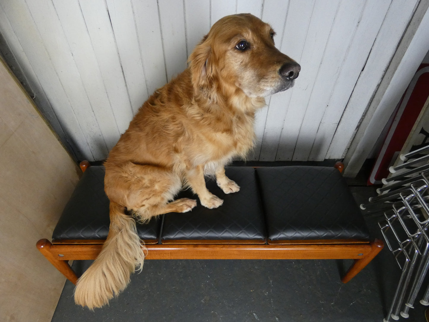 Mid-Century Teak Coffee Table / Bench with Jacqueline Groag Cityscape Design – Reupholstered Seat Pads