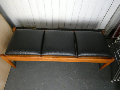 Mid-Century Teak Coffee Table / Bench with Jacqueline Groag Cityscape Design – Reupholstered Seat Pads