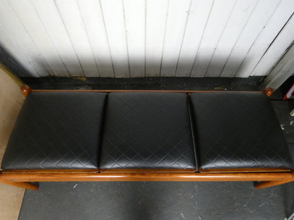 Mid-Century Teak Coffee Table / Bench with Jacqueline Groag Cityscape Design – Reupholstered Seat Pads