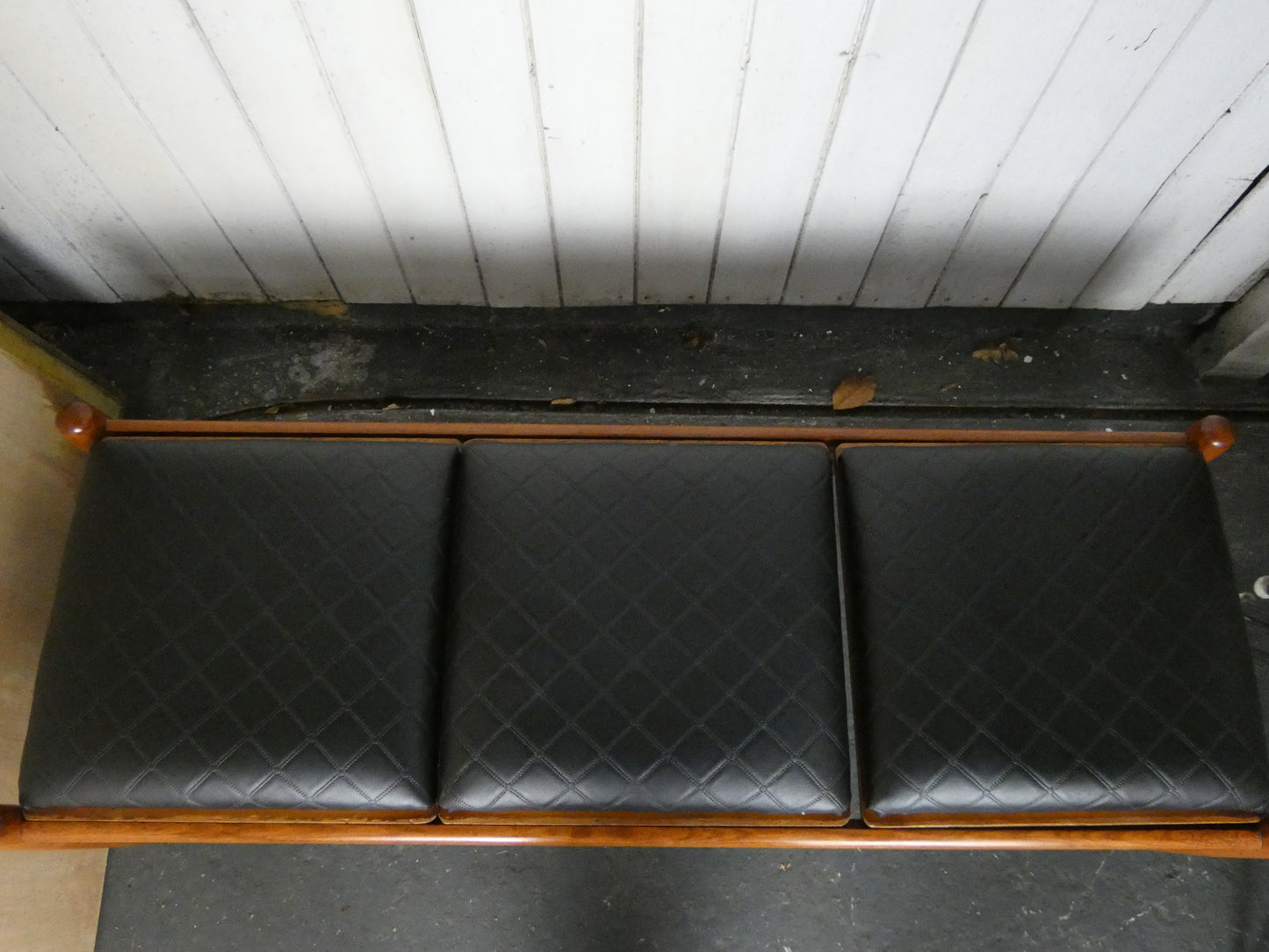 Mid-Century Teak Coffee Table / Bench with Jacqueline Groag Cityscape Design – Reupholstered Seat Pads