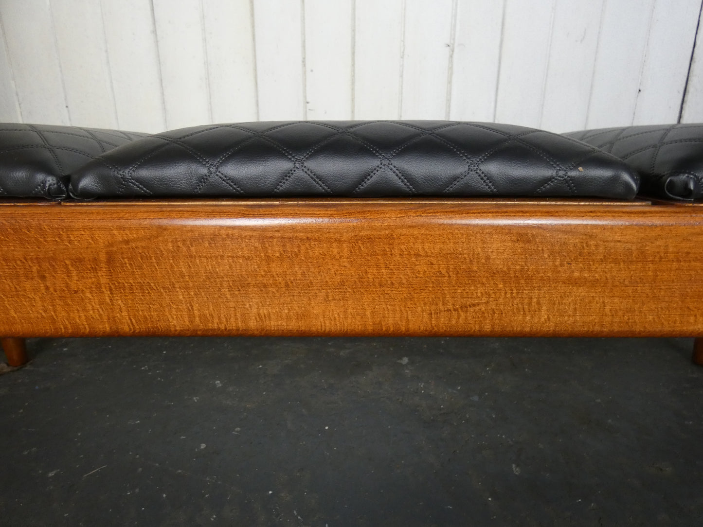 Mid-Century Teak Coffee Table / Bench with Jacqueline Groag Cityscape Design – Reupholstered Seat Pads
