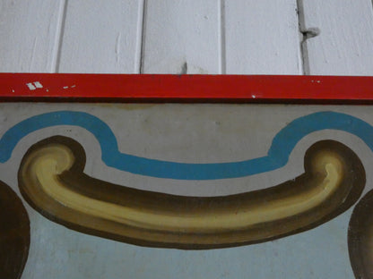 Antique Hand Painted wooden carousel fairground panel with cherub and sheep.
