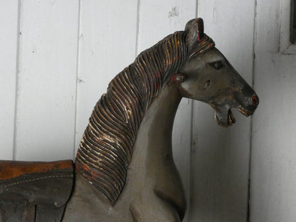 Vintage Miniature Rocking Horse with Horsehair Tail – Handcrafted Wooden base  Rocker