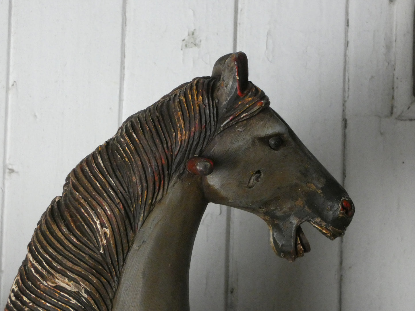 Vintage Miniature Rocking Horse with Horsehair Tail – Handcrafted Wooden base  Rocker