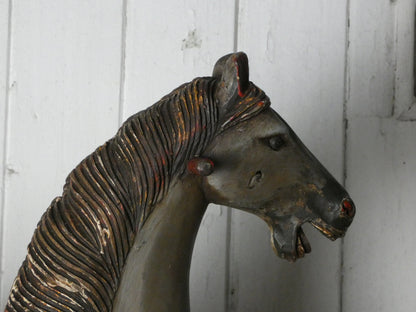 Vintage Miniature Rocking Horse with Horsehair Tail – Handcrafted Wooden base  Rocker