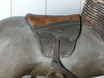 Vintage Miniature Rocking Horse with Horsehair Tail – Handcrafted Wooden base  Rocker