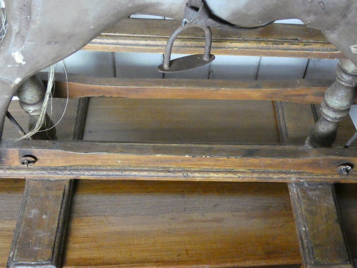 Vintage Miniature Rocking Horse with Horsehair Tail – Handcrafted Wooden base  Rocker