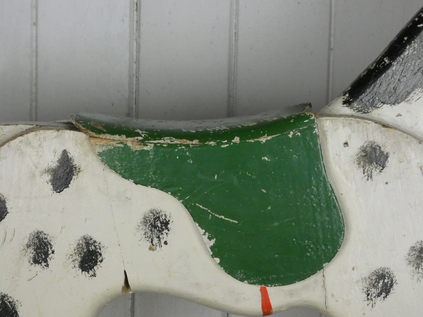 Vintage French Folk Art Wooden Horse “Éperon” – Handcrafted & Hand-Painted