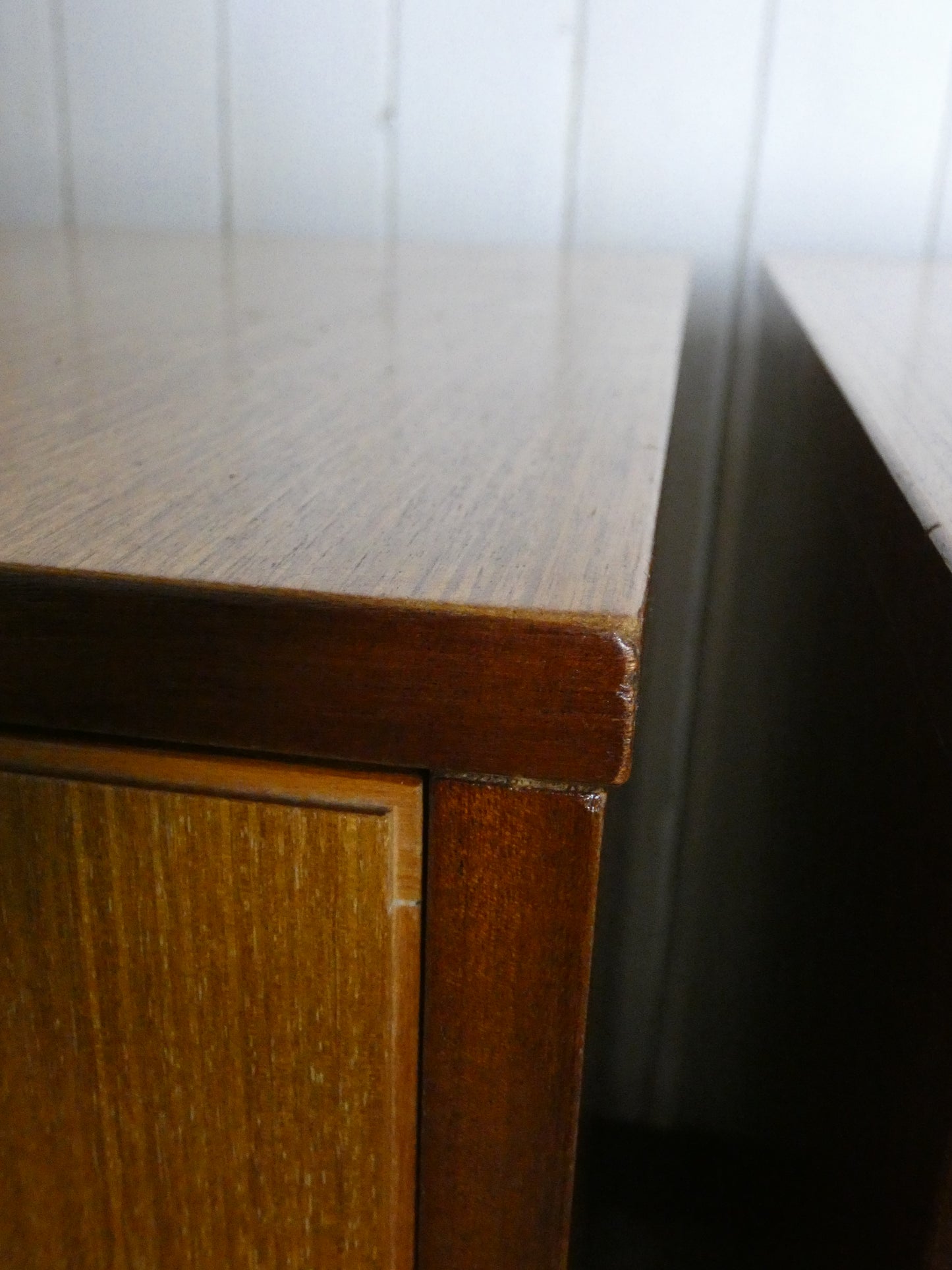 Pair of Mid-Century Teak Wooden Bedroom Side Tables with Two Drawers & Splayed Legs