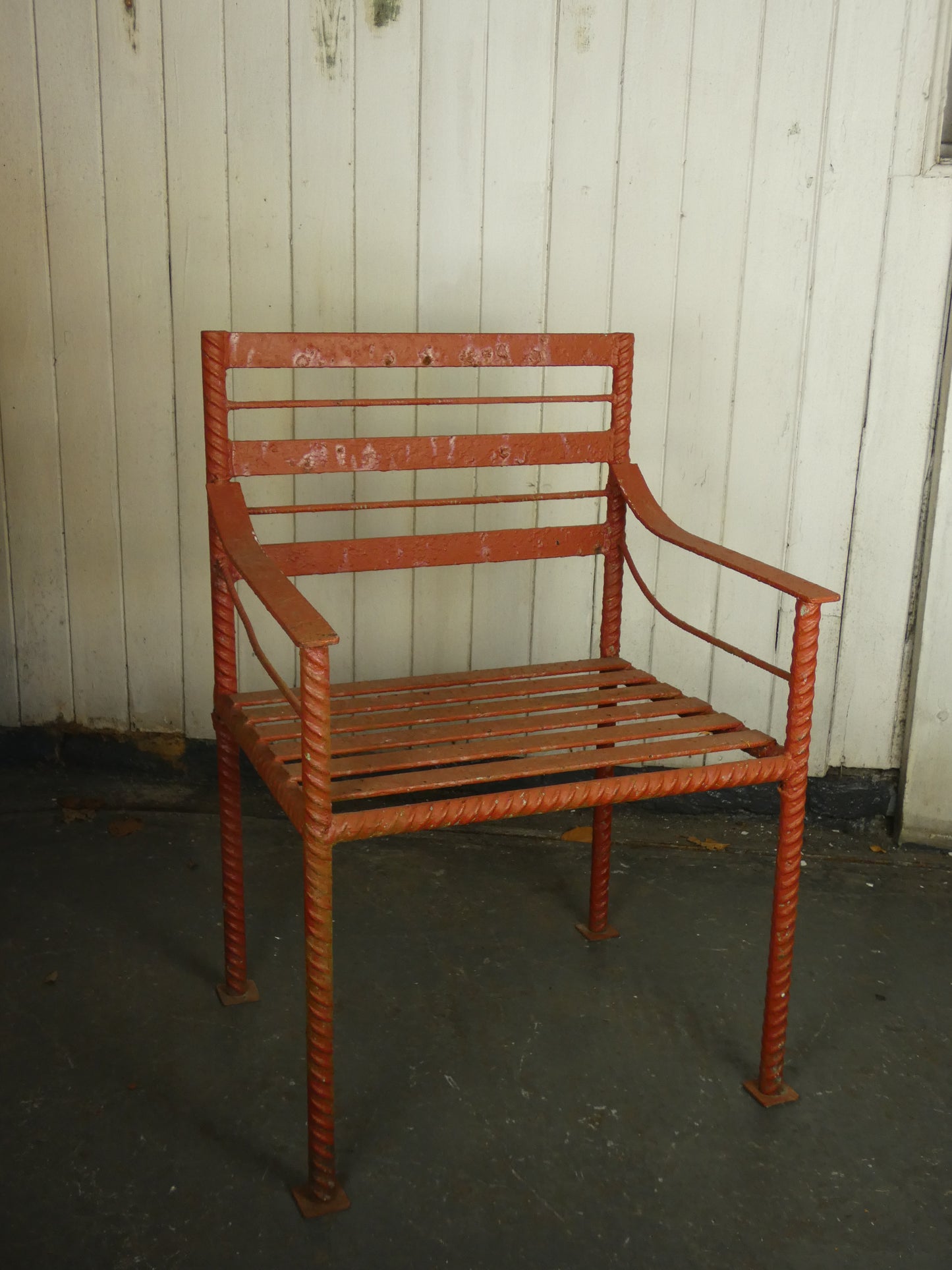 Vintage 1930s-40s Industrial Garden Chairs – Heavy Metal with Oxide Red Patina