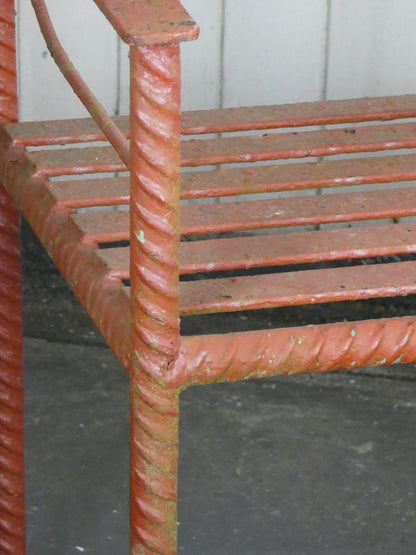 Vintage 1930s-40s Industrial Garden Chairs – Heavy Metal with Oxide Red Patina