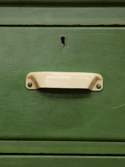 Stunning  Green Chest of Drawers with Bakelite Handles – Vintage Patina  1950s