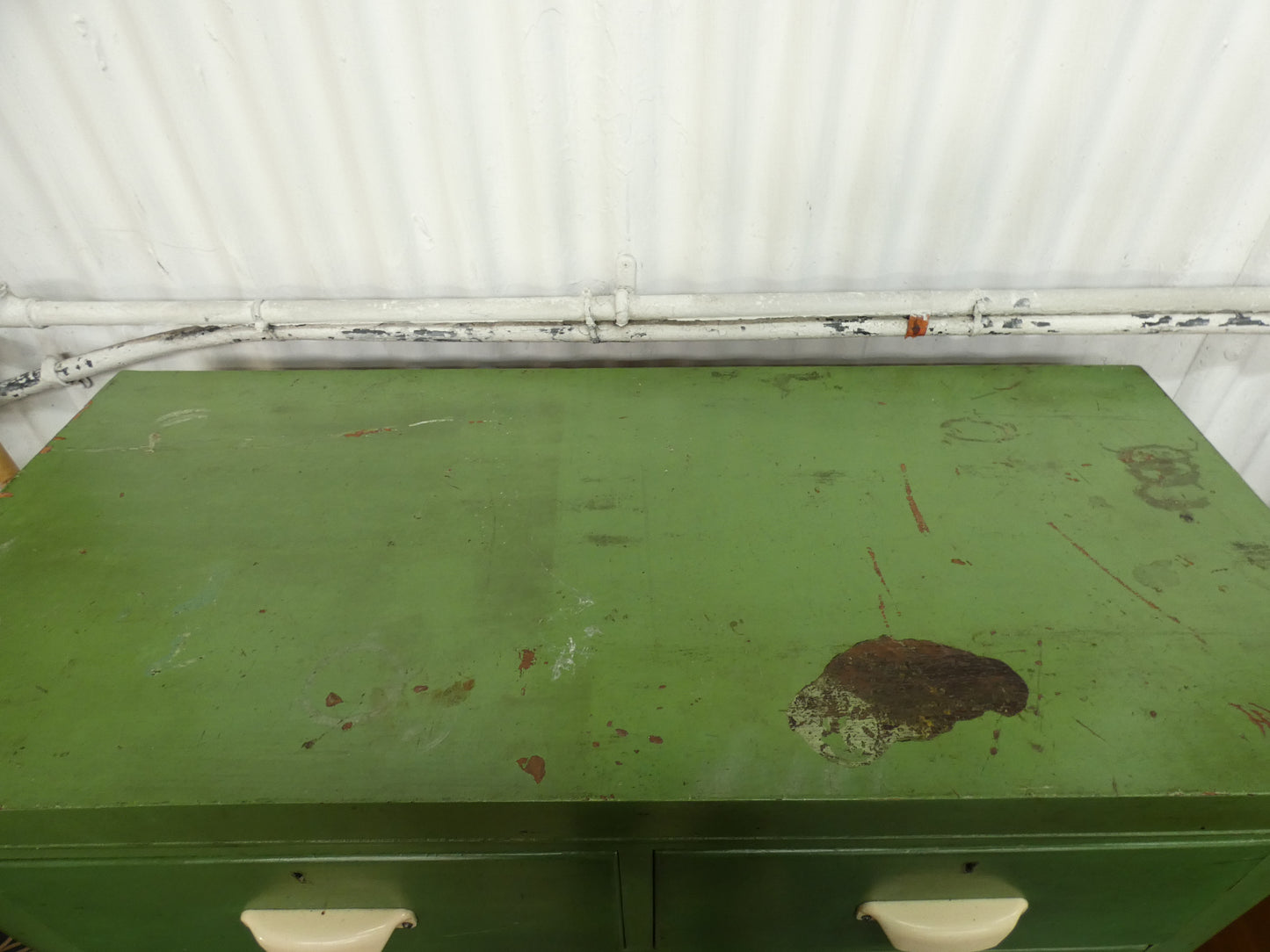 Stunning  Green Chest of Drawers with Bakelite Handles – Vintage Patina  1950s
