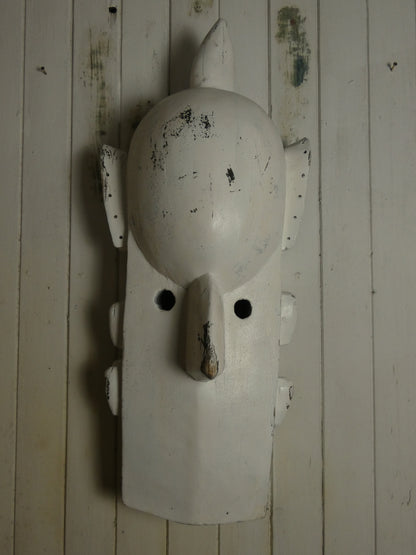 Very large wooden Tribal mask - statement piece in white