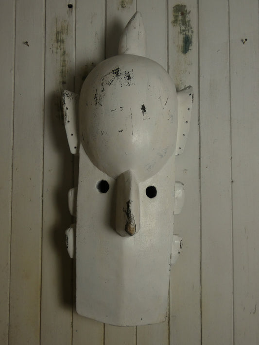 Very large wooden Tribal mask - statement piece in white