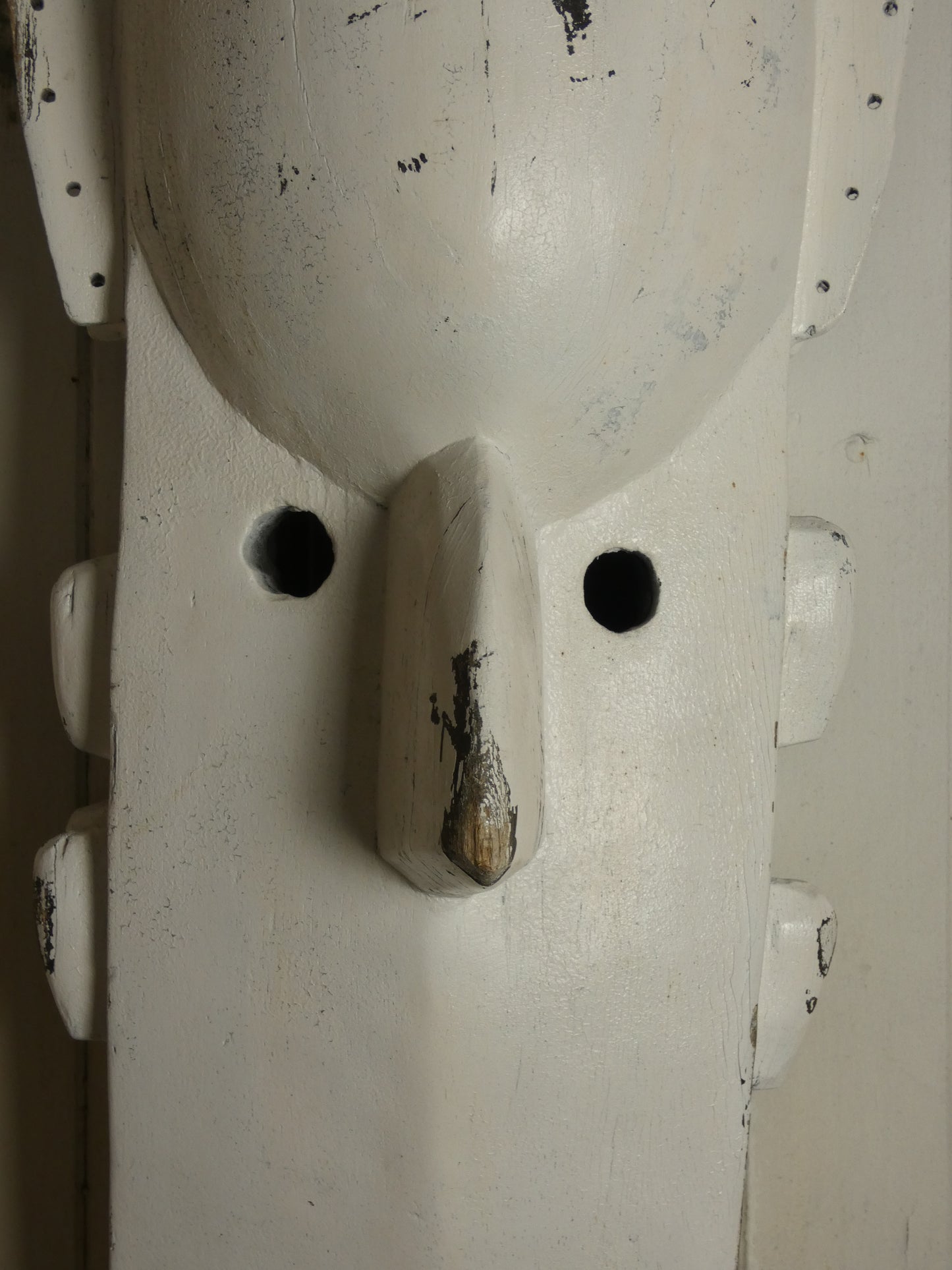 Very large wooden Tribal mask - statement piece in white