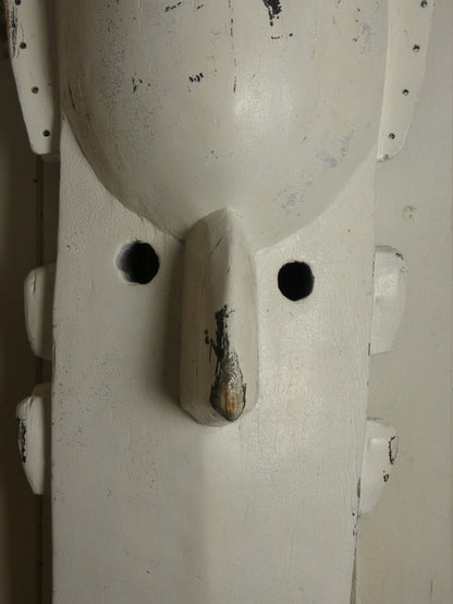 Very large wooden Tribal mask - statement piece in white
