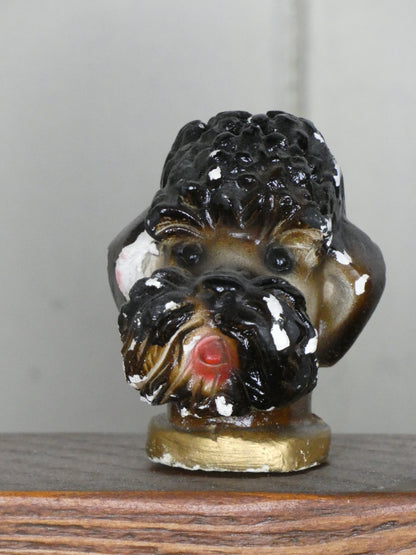 Set of Vintage French Folk Art Puppet Heads on Wooden Stand