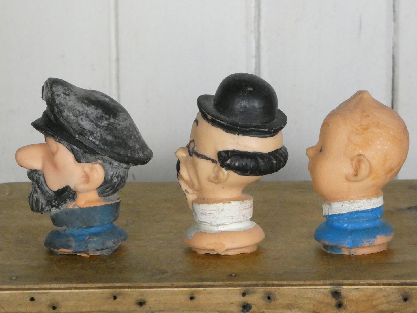 Set of 3 Vintage Flemish Tintin Rubber Puppet Heads – 1940s/50s Hergé Originals