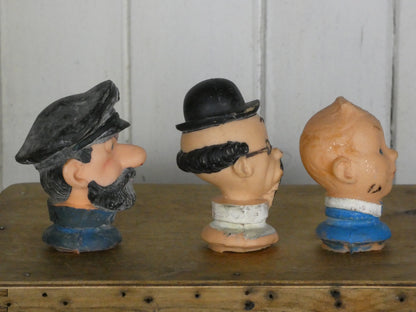 Set of 3 Vintage Flemish Tintin Rubber Puppet Heads – 1940s/50s Hergé Originals