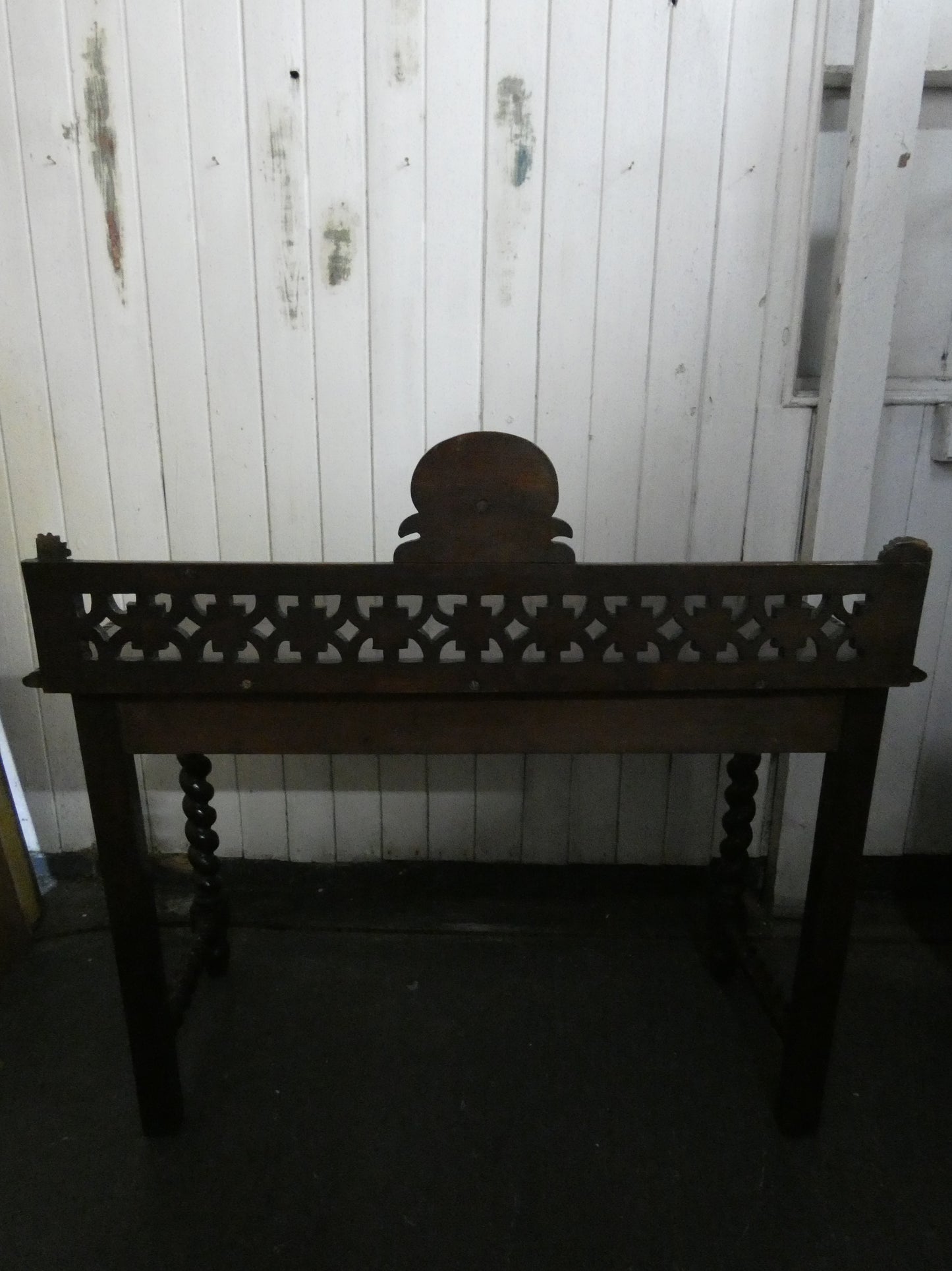 Late Victorian Carved Oak Hall Table with Pierced Gallery Back, Circa 1900