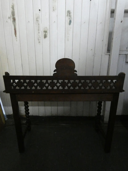 Late Victorian Carved Oak Hall Table with Pierced Gallery Back, Circa 1900