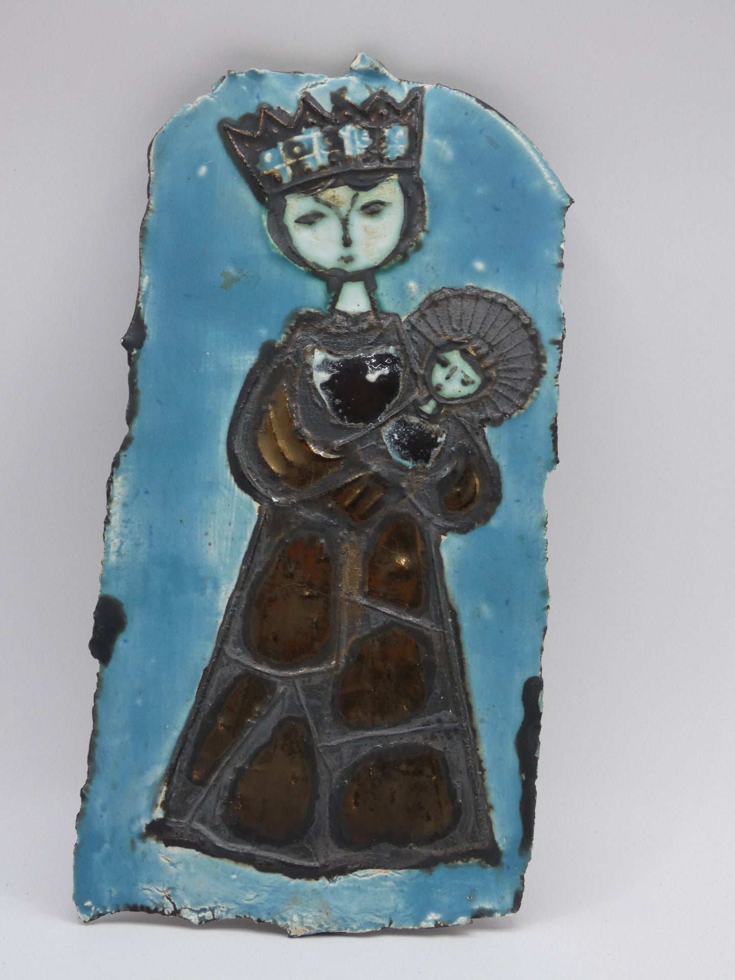 Wye Pottery Adam Dworski Madonna and Child ceramic wall plaque